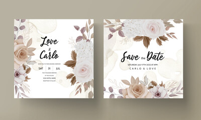 beautiful brown floral invitation card template