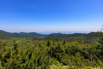 View of Kunashir Island from the clear Shiretoko Pass