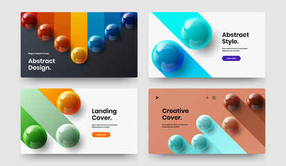 Clean leaflet vector design layout bundle. Fresh 3D balls site screen illustration composition.