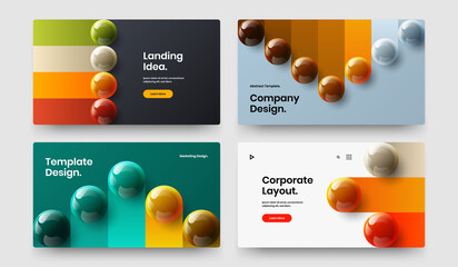 Unique company identity vector design template set. Original 3D balls catalog cover illustration composition.