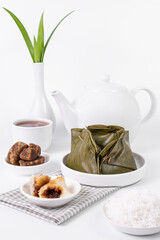 Cup of tea and cookies traditional Betawi is Abug on white background
