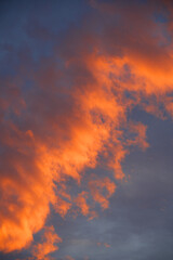 red clouds from sunset at evening