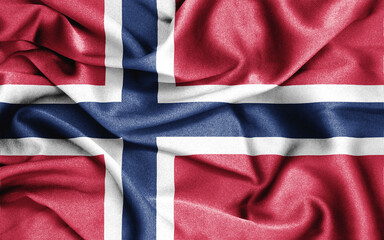 Close up of ruffled flag of Norway