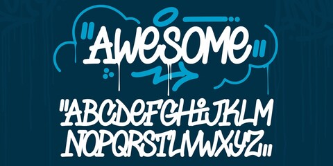 Bold Abstract Handwritten Hiphop Graffiti Street Art Style Font Alphabet Vector Illustration Template