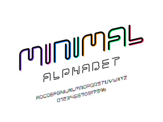 Fototapeta na wymiar Minimalist style alphabet design with uppercase, numbers and symbols
