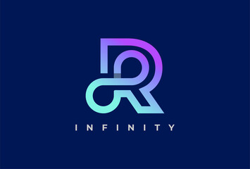 Infinity Logo, letter R with infinity icon combination, suitable for technology, brand and company logo, vector illustration