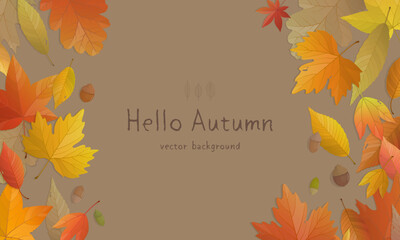 Vector illustration of autumn banner background with copy space. Fall landscape concept.