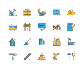 Construction thin line icon set. construction, home repair tools. Thin line web icons collection. Vector illustration