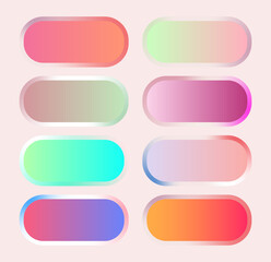 Set of abstract modern web buttons. Сolorful long round buttons.