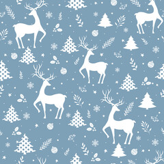 Seamless pattern with deer. Christmas seamless pattern background