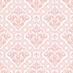 Orient vector classic pink and white pattern. Seamless abstract background with vintage elements. Orient pattern. Ornament for wallpapers and packaging