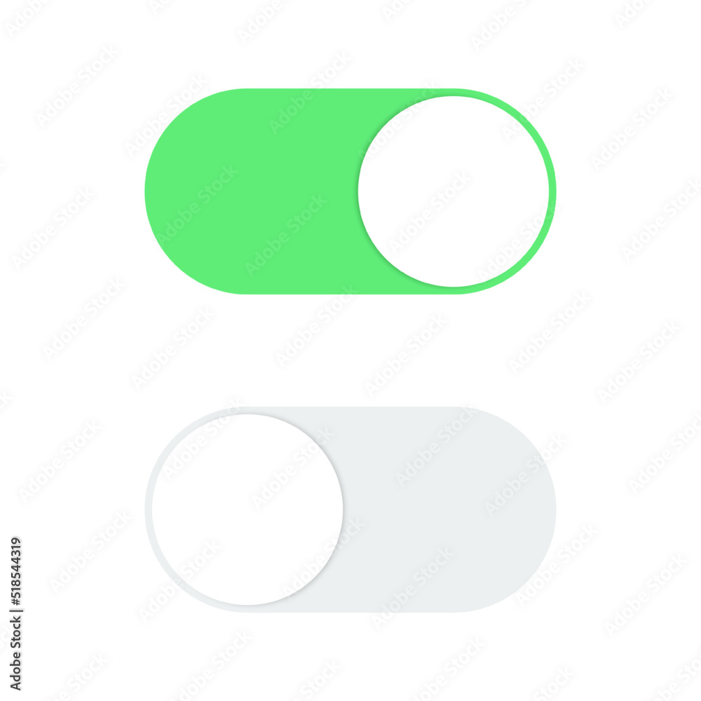 Poster toggle switch buttons icon. on and off. green and gray switch interface buttons. template design for
