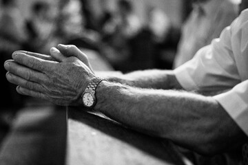 bride and groom holding hands