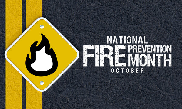 National Fire Prevention Month Is Observed Every Year In October, To Raise Fire Safety Awareness, And Help Ensure Our Home And Family Is Protected. 3D Rendering