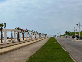 Empty road nearby the mediterranean sea in Morocco