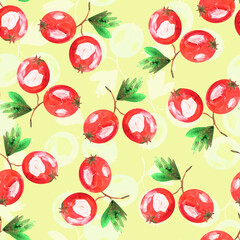 Autumn berries gouache watercolor seamless pattern. Template for decorating designs and illustrations.