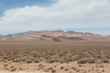 Fototapeta na wymiar American Mountain Landscape in the desert. Sunny Cloudy Sky. Nevada, United States of America. Nature Background