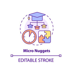 Micro nuggets concept icon. Microlearning example abstract idea thin line illustration. Bite size chunks of knowledge. Isolated outline drawing. Editable stroke. Arial, Myriad Pro-Bold fonts used