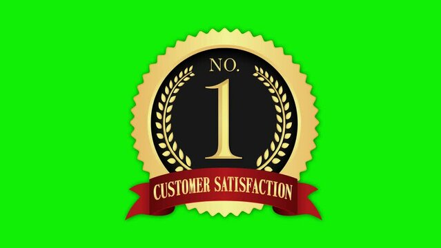 No.1 medal icon 4k animation movie ( customer satisfaction ) | green background for chroma key