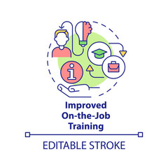 Improved on-the-job training concept icon. Microlearning benefit abstract idea thin line illustration. Employee knowledge. Isolated outline drawing. Editable stroke. Arial, Myriad Pro-Bold fonts used