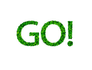 A bright company sign on a blue background. Letters of the white and green alphabet. Creative font.