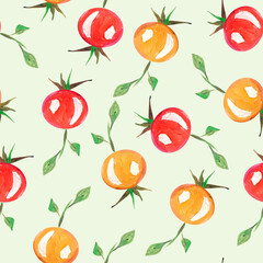 Forest berries gouache watercolor seamless pattern. Template for decorating designs and illustrations.