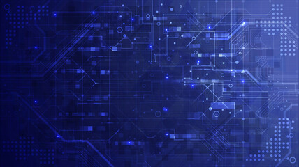 Abstract hi-tech background. Virtual reality technology innovation. Circuit board. Geometric shapes of data. Screen for Placeholder, landing page and template website
