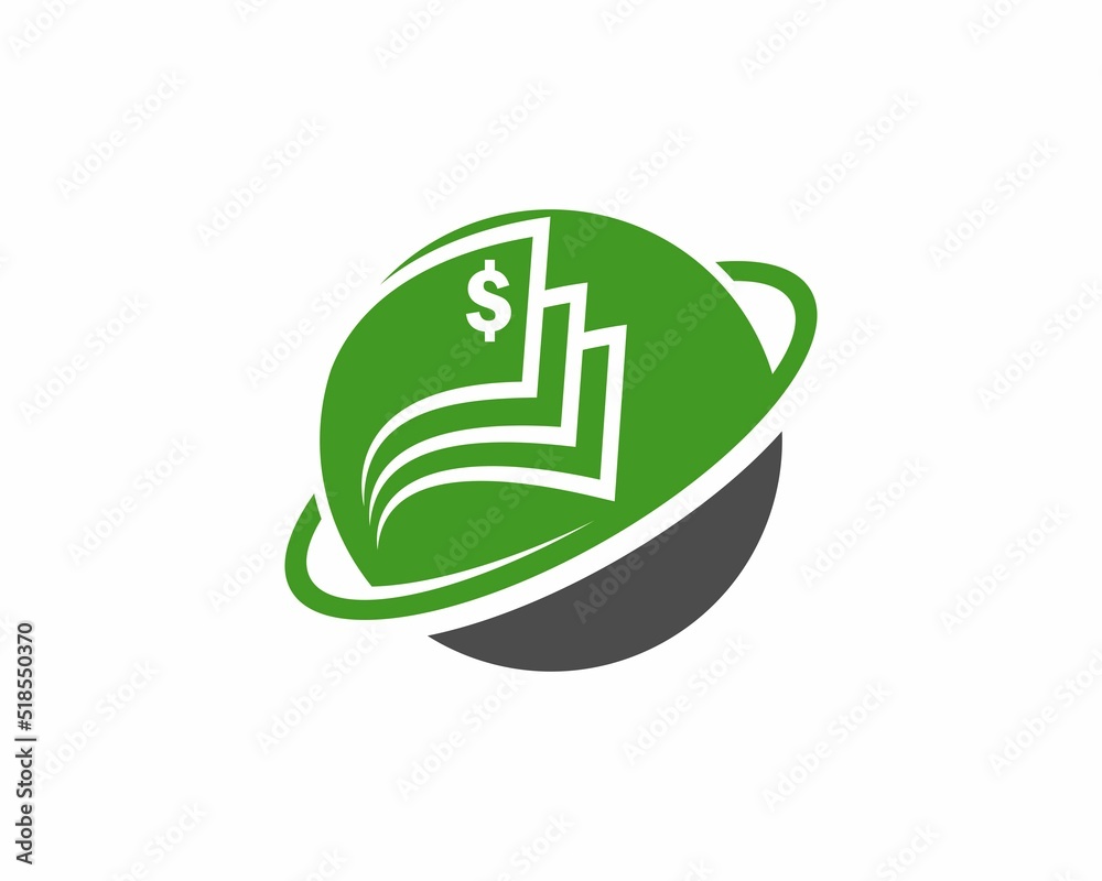 Poster money silhouette inside the planet logo