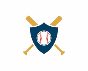 Shield and baseball crossed logo