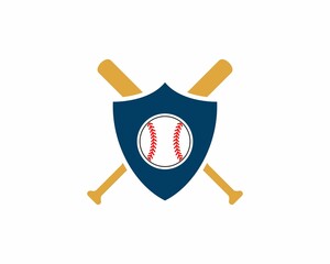 Shield and baseball crossed logo