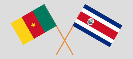 Crossed flags of Cameroon and Costa Rica. Official colors. Correct proportion