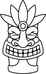 Illustration of tiki idol in monochrome style. Design element for poster, card, banner, emblem, sign. Vector illustration