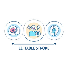 Control negative feelings loop concept icon. Stay calm. Attitude and mood. Emotional regulation abstract idea thin line illustration. Isolated outline drawing. Editable stroke. Arial font used