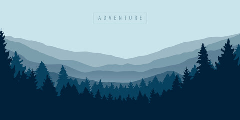 blue adventure forest and mountain landscape background