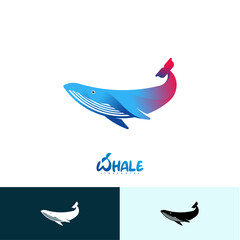 Whale Orca Logo Icon vector illustration design. Modern logo colorful