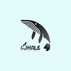 Whale Orca Logo Icon vector illustration design modern