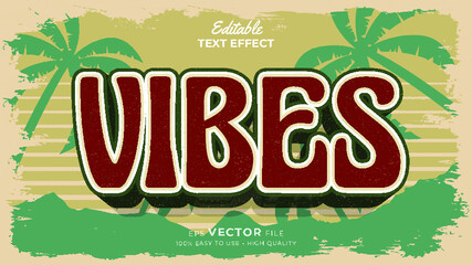 Editable text style effect - retro summer text in grunge style theme