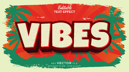Editable text style effect - retro summer text in grunge style theme