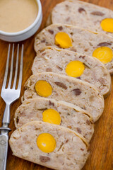 Chicken roll with egg yolk