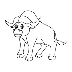Cute bull cartoon illustration vector.