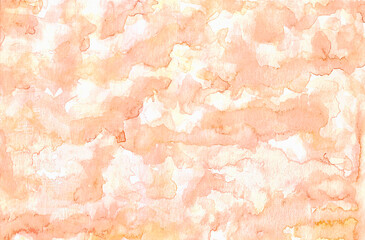 Hand-drawn abstract watercolor background - orange stains. Idea for postcards, posters, print, etc. 