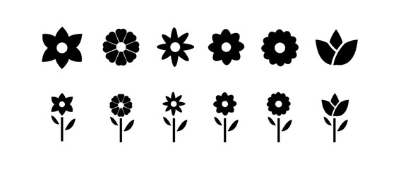 cute flower plant nature collection. Flower icon set. Flowers isolated on white background. 