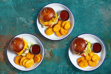 Burger lunch and french fries