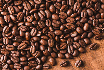 Roasted coffee beans texture background.