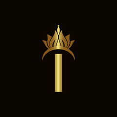 Letter I Crown Logo. Crown Logo on Letter I Vector Template Design.