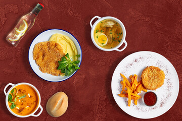 Two-course lunch for two people.