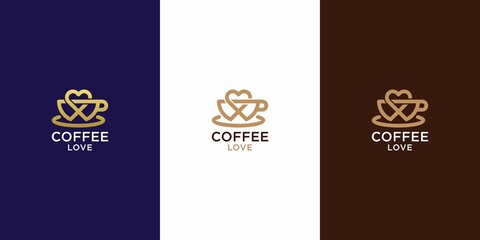 Coffee love logo with line art style