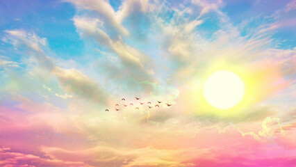 sunset sky and clouds,Beautiful sunset sky. Nature sky backgrounds. 