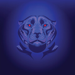 red eyes with a blue background