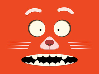 Red cat face wallpaper design, cute illustration for kids